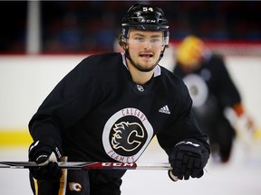 Calgary Flames Rasmus Andersson during NHL training camp at Scotiabank Saddledome in Calgary on Saturday, September 16, 2017.