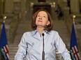 Alberta Premier Alison Redford announces her resignation in Edmonton, Alberta on Wednesday March 19, 2014. THE CANADIAN PRESS/Jason Franson