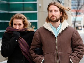 David and Collet Stephan leave court in Calgary on March 9, 2017.