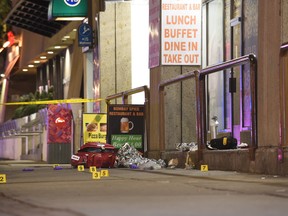 A man was stabbed near the Calgary Public Library in downtown Calgary Saturday evening. The victim was taken to hospital in life-threatening condition.