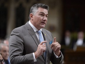 Conservative MP James Bezan asks a question during question period in the House of Commons on Parliament Hill in Ottawa on Thursday, October 27, 2016.A Liberal member of Parliament from Quebec is accusing Bezan of making comments towards her that were ``humiliating'' and ``sexual in nature.'' THE CANADIAN PRESS/Adrian Wyld