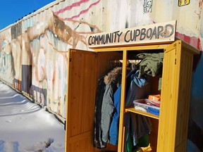 A community cupboard in Sunnyside set up to provide for those in need was photographed on Wednesday December 27, 2017. Gavin Young/Postmedia