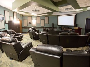 Movie theatre at the Cenovus Christina Lake lodging facility near Conklin.