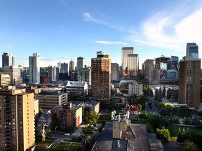 A view of condominium buildings in downtown Calgary.