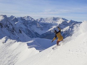 A snowboarder hits the run Brown Shirt First at Lake Louise. Courtesy Chris Moseley