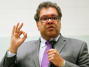Incumbent mayor Naheed Nenshi during the final mayoral forum of the 2017 election at the Crossroads Community Association on Tuesday, October 10, 2017. Al Charest/Postmedia