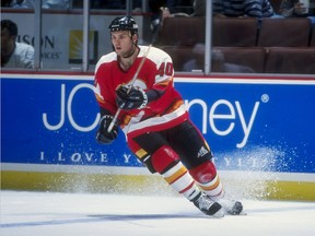 Daniel Tkaczuk skates with the Flames during a pre-season game in 1998.