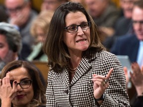 Minister of Foreign Affairs Chrystia Freeland responds to a question during question period in the House of Commons on Parliament Hill in Ottawa on Tuesday Dec. 12, 2017. THE CANADIAN PRESS/Sean Kilpatrick