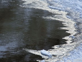 File photo of ice along the banks of the Bow River.