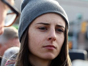 Lindsay Shepherd speaks during a rally in support of freedom of expression at Wilfrid Laurier University in Waterloo on Friday November 24, 2017. (Dave Abel/Toronto Sun/Postmedia Network)