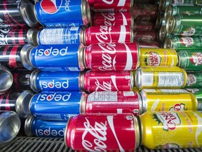 Sugary drinks are seen at a store Wednesday, December 13, 2017 in Montreal.
