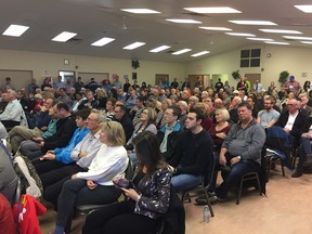 A packed house watches Sunday night's Calgary-Lougheed byelection debate. Photo by Meghan Potkins/Postmedia.