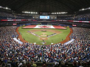 Blue Jays take on the Cleveland Indians during the Canada Day celebrations in Toronto on Friday July 1, 2016 at the Rogers Centre. Veronica Henri/Toronto Sun