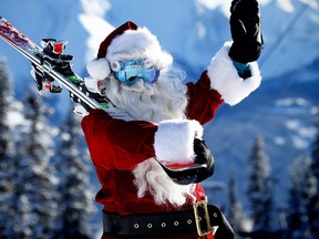Santa hits the slopes an hour west of Calgary at Nakiska in Kananaskis Country