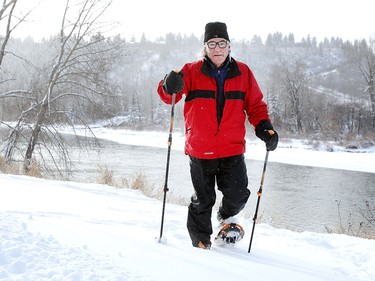 Brian Lewis takes advantage of his new snowshoes at Edworthy Park after the first big snowfall of the season. Wednesday, December 20, 2017.