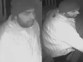 The Calgary Police Service released these CCTV images of a man suspected of robbing and assaulting a senior in her northeast home.