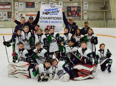 Springbank 6 Blue won the Atom 6 North division of the Esso Minor Hockey Week tournament that wrapped up Saturday.