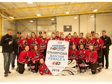 GHC 1 White earned the Bantam Girls A division crown at Esso Minor Hockey Week.
