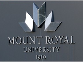 Gavin Young, Calgary Herald CALGARY, AB: NOVEMBER 07, 2014 --  STK. Mount Royal University logo sign. Gavin Young/Calgary Herald (For City section story by ) Trax#