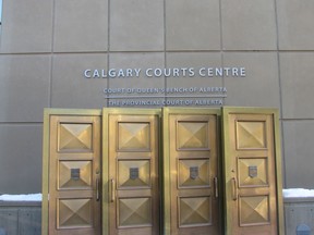 The sign at the Calgary Courts Centre in Calgary, Alberta is shown on Friday, Jan. 5, 2018.