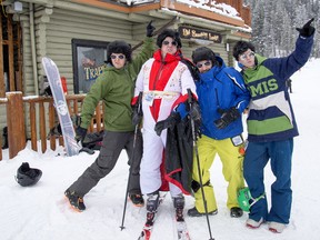 Elvis Presley celebrates his birthday on the slopes at Sunshine Village the resort west of Calgary was offering free lift tickets to anyone dressed up as Elvis on the King of rock and roll's birthday. Photo by Pam Doyle