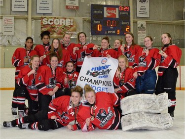 GHC 1 Silver earned the Girls Midget A division crown at Esso Minor Hockey Week, which ended on Saturday. 2015 Cory Harding Photography