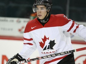 Team Canada's Travis Hamonic of St. Malo, Man. during World Junior pre-competition at Calgary's Pengrowth Saddledome. Monday, December 21, 2009