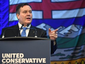 Jason Kenney, UCP Leader, speaking to supporters after being sworn in as member of Calgary-Lougheed at the Alberta Legislature, Jan. 29, 2018.