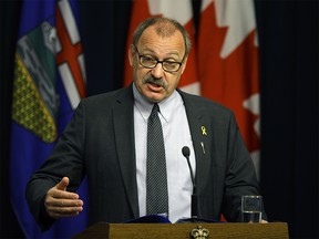 Ric McIver (Progressive Conservative Caucus Leader & MLA for Calgary-Hays) talks about the spring legislative session at the Alberta Legislature in Edmonton on Tuesday June 6, 2017. (PHOTO BY LARRY WONG/POSTMEDIA)