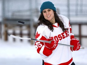 Local Calgary hockey player Misty Seastrom will be travelling to northern India to break a Guinness record for a hockey game played at the highest elevation in the world on Thursday January 18, 2018. Darren Makowichuk/Postmedia