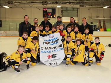 Bow River 1 won the Novice 1 North division of the Esso Minor Hockey Week tournament.