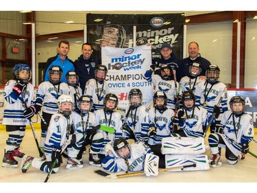 Glenlake 4 Blue won the Novice 4 South division of the Esso Minor Hockey Week tournament.