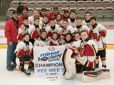 Bow Valley 3 won the Pee Wee 3 division at Esso Minor Hockey Week.