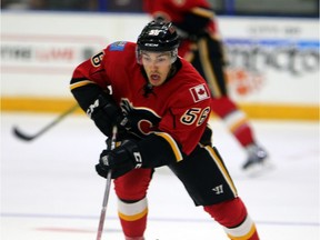 Calgary Flames' Ryan Lomberg during the Young Stars game in  Penticton, BC on Sept.12 2015.