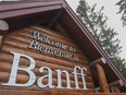 FILE - The entrance sign to Banff.