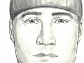Suspect in Claresholm attack. Sketch courtesy RCMP
