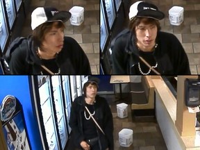 Calgary police released these surveillance camera images of a man wanted in connection with a sexual assault which occurred Tuesday, January 9 in a Dairy Queen restaurant at 1906 Centre St. NE.