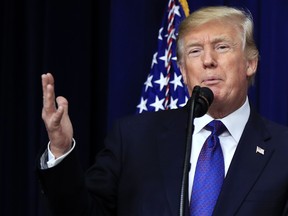 U.S. President Donald Trump speaks at the Conversations with the Women of America at the Eisenhower Executive Office Building on the White House complex in Washington, Tuesday, Jan. 16, 2018. (AP Photo/Manuel Balce Ceneta) ORG XMIT: WHMC107