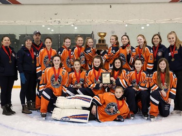 The Zone 2 Blaze win gold in the U14AA division of the Esso Golden Ring tournament. Shannon Hutchison photo.