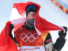 Canada's Laurie Blouin, who suffered a black eye during training a few days ago, won Olympic silver.