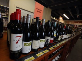 B.C. wines lined up at Zyn Wine Market in Inglewood on Feb. 6, 2018.