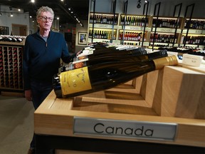 Geoff Last, general manager of Bin 905 in Kensington, was photographed with B.C. Wines in the store on Tuesday February 6, 2018. The Alberta government announced a ban on B.C. wines as a response to the B.C. government stalling the Trans Mountain pipeline project. Gavin Young/Postmedia