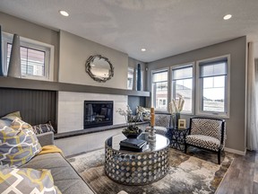 courtesy Baywest Homes 
The fireplace in the Canto show home by Baywest Homes.