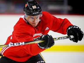 Calgary Flames prospect Glenn Gawdin during NHL training camp at Scotiabank Saddledome in Calgary on Saturday, September 16, 2017.