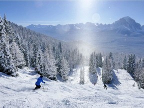 A skier in Lake Louise on Friday, Feb.9, 2018.