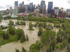 Bow River floodwaters fill Prince's Island on June 21, 2013.
