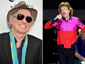 Keith Richards (left) thinks his Rolling Stones' bandmate Mick Jagger needs a vasectomy. (Michael Loccisano/Kevin Winter/Getty Images)