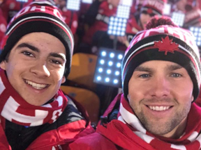 Eliot Grondin, left, was a last-minute addition to Canada's Olympic team.