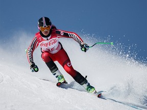 Canada's Alana Ramsay competes in the Standing Women's Super-G in Alpine Skiing at the Jeongseon Alpine Centre during the Pyeongchang 2018 Winter Paralympic Games in Pyeongchang on March 11, 2018.  / AFP PHOTO / OIS/IOC / Simon BRUTY / RESTRICTED TO EDITORIAL USE - MANDATORY CREDIT "AFP PHOTO/OIS/IOC " - NO MARKETING - NO ADVERTISING CAMPAIGNS - DISTRIBUTED AS A SERVICE TO CLIENTS  SIMON BRUTY/AFP/Getty Images