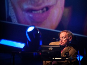 (FILES) In this file photo taken on September 23, 2014, British theoretical physicist professor Stephen Hawking gives a lecture during the Starmus Festival on the Spanish Canary island of Tenerife. Renowned British physicist Stephen Hawking, whose mental genius and physical disability made him a household name and inspiration across the globe, has died at age 76, a family spokesman said on March 14, 2018. / AFP PHOTO / DESIREE MARTINDESIREE MARTIN/AFP/Getty Images